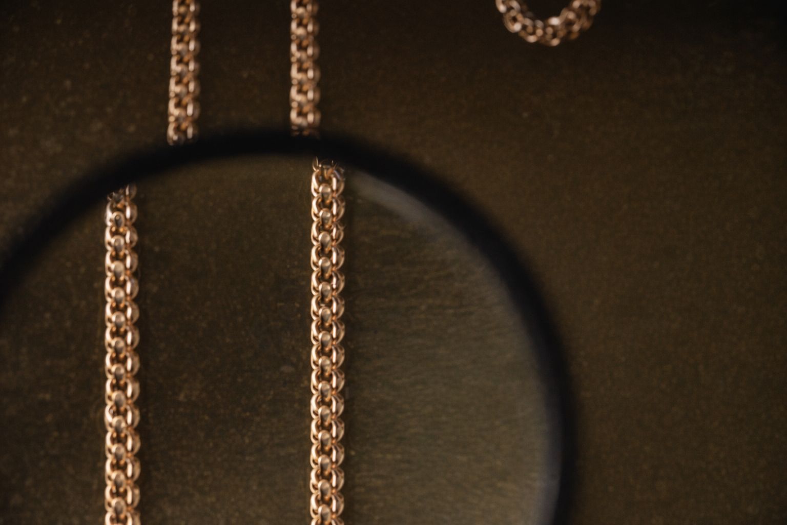 Närbild på en klassisk bismarcklänk genom ett förstoringsglas.